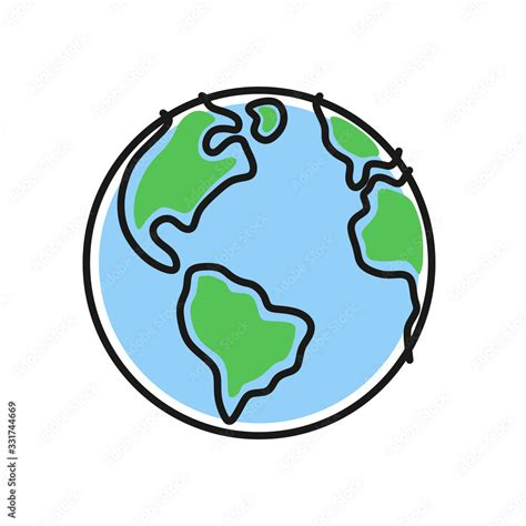 The globe isolated on a white background. Icon, icon of the flat planet ...