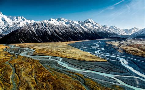 Hooker Valley, Aoraki Mount Cook, New Zealand, mountains, river ...