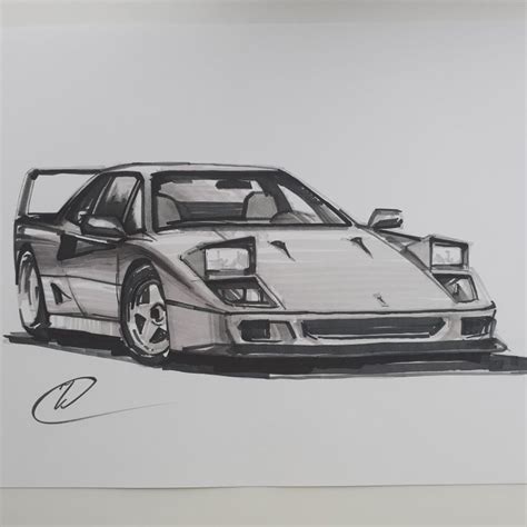 Ferrari F40 Sketch | Рисунок, Феррари, Рисунки