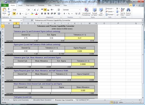 DMP / Sigma Level Calculator - Download, Screenshots