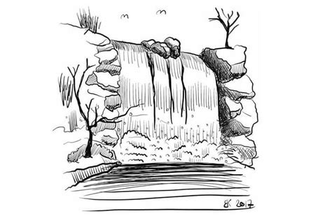 Sketsa Gambar Air Terjun - Homecare24