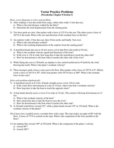 Vector Word Problems Worksheet at Vectorified.com | Collection of ...