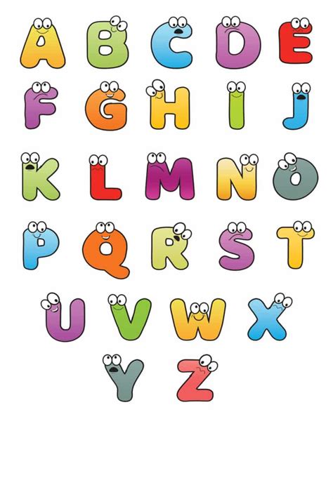 Free Printable Colorful Cartoon Letters Alphabet