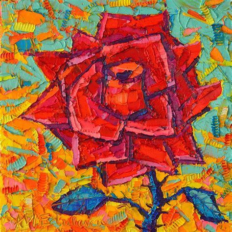 Abstract Wild Rose - Modern Impressionist Palette Knife Oil Painting By Ana Maria Edulescu ...