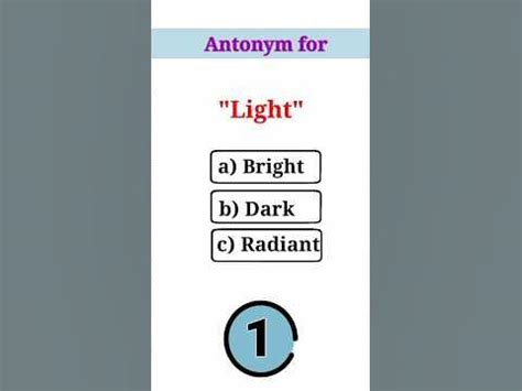 Antonyms for Light #light #antonyms #tense #english #viral #quiz - YouTube