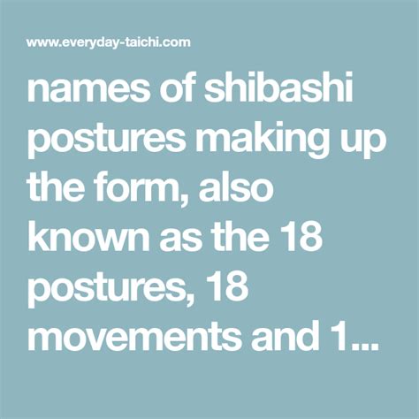 shibashi postures