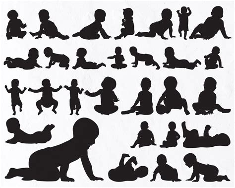 29 Kid SVG, Baby Silhouette, Baby Boy Silhouette Svg, Baby Girl ...