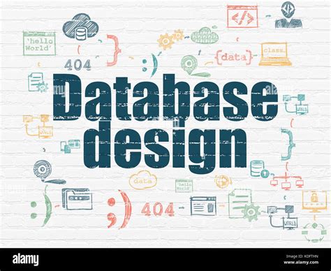 Database concept: Database Design on wall background Stock Photo - Alamy