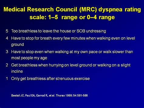 Medical Research Council (MRC) Dyspnea Rating Careful: 1-5 Range or 0-4 Range - Dyspnea in COPD ...