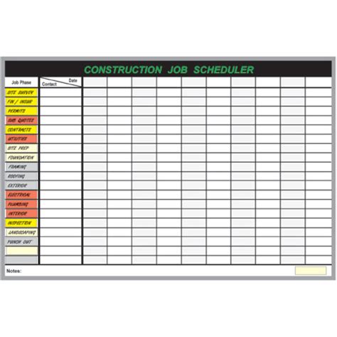 Construction Job Scheduling Board | Construction Project Whiteboard