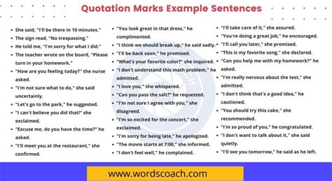 250+ Quotation Marks Example Sentences Archives - Word Coach