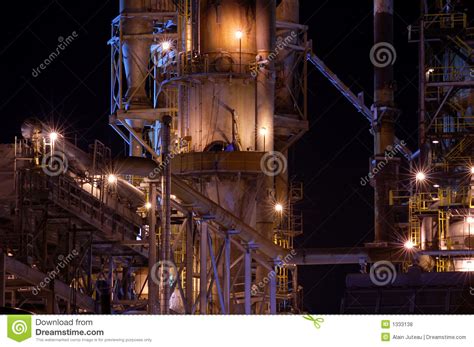 Detail of a Refinery at Night 3 Stock Photo - Image of plant, iron: 1333138