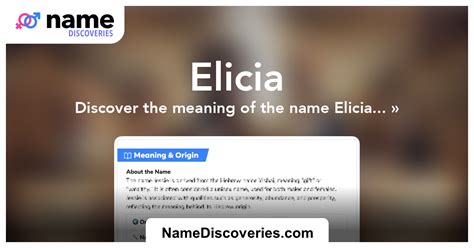 Elicia - Name Meaning and Origin