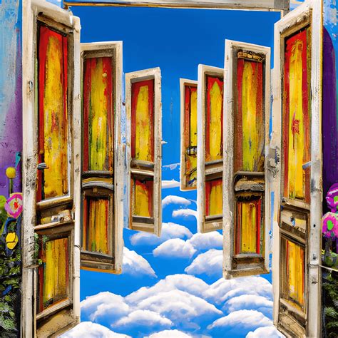 Colorful Open Doors to Heaven Painting Photograph · Creative Fabrica