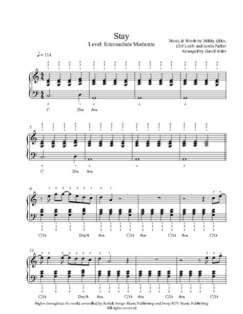 Stay by Rihanna Piano Sheet Music | Intermediate Level