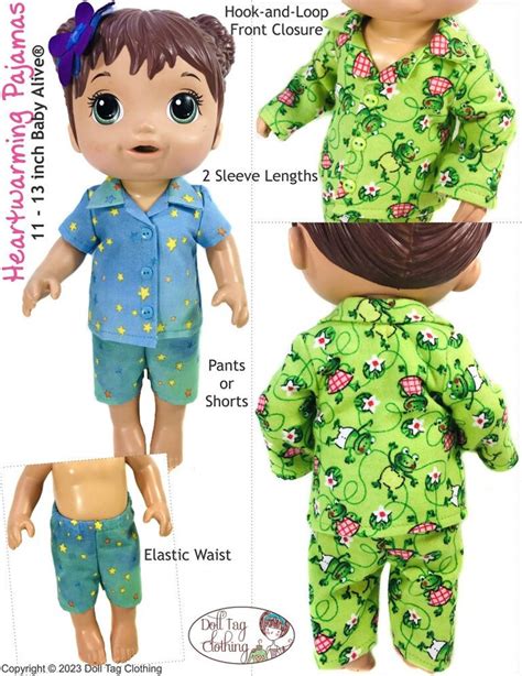 Doll Tag Clothing Heartwarming Pajamas Doll Clothes Pattern Baby Alive Dolls