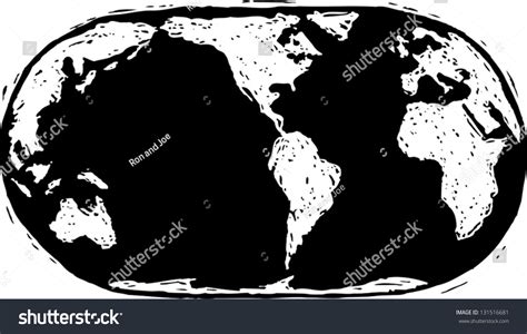 Stock vektor „Black White Vector Illustration World Map“ (bez ...