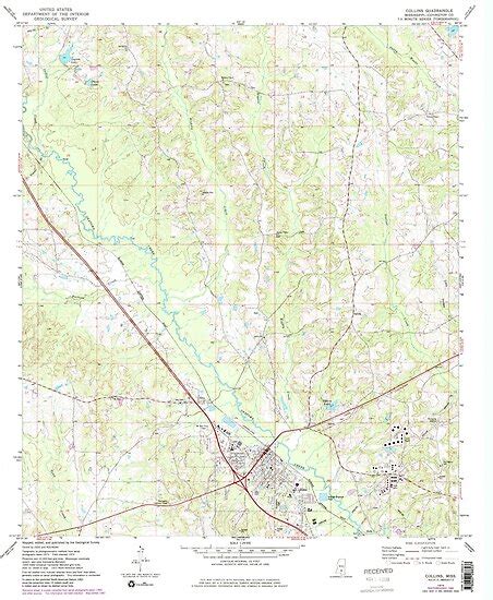 "USGS TOPO Map Mississippi MS Collins 335504 1974 24000" Poster by ...