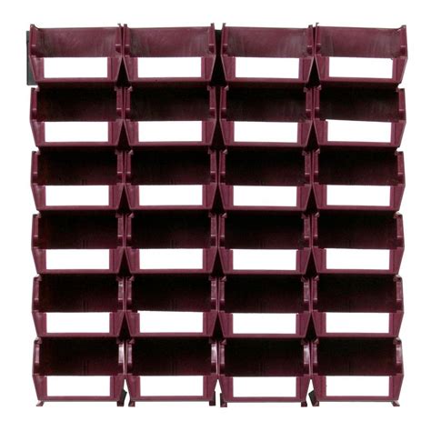 Triton Products LocBin Small Wall Storage Bin (24-Piece) with 2-Wall Mount Rails in Raspberry-3 ...