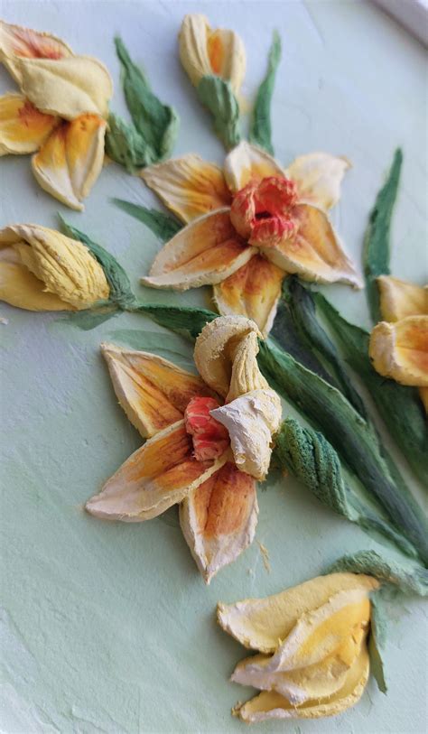 Yellow Daffodils Sculptural Painting Flower Sculptured - Etsy