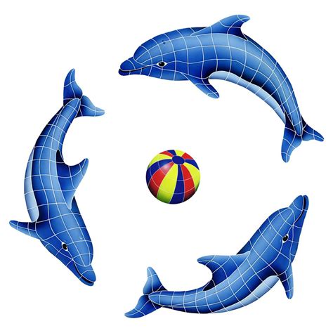 Dolphin Group Ceramic Swimming Pool Mosaic - Beach Style - Accent Trim ...