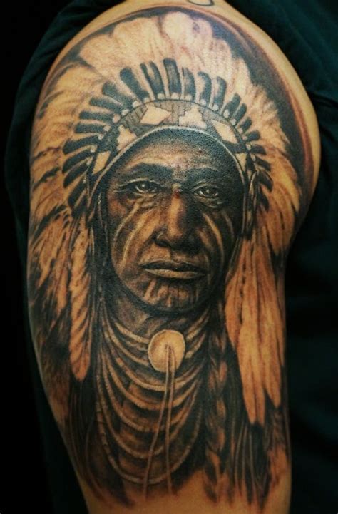 Native American Indian Headdress Portrait Tattoo By Ray Jerez @ Inborn ...