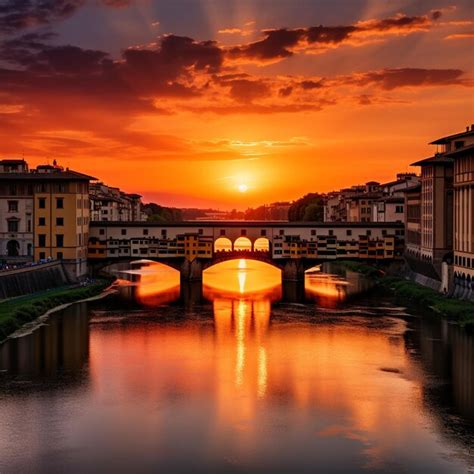 Premium AI Image | Stunning sunset over Ponte Vecchio in Florence