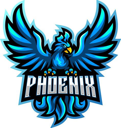 Blue phoenix esport mascot logo design By Visink | TheHungryJPEG