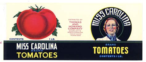 Miss Carolina Brand Vintage Charlotte Tomato Can Label – thelabelman