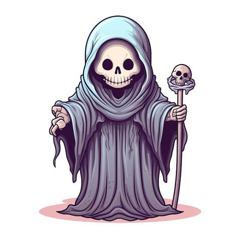 Premium Photo | A cartoon of a skeleton holding a staff