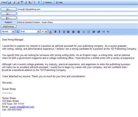 Best Formats for Sending Job Search Emails | Email cover letter, Cover letter example, Cover ...