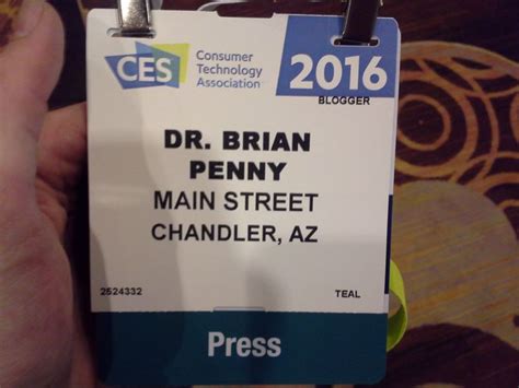 CES 2016 Press Badge | Penny, Consumer technology, Thoughts