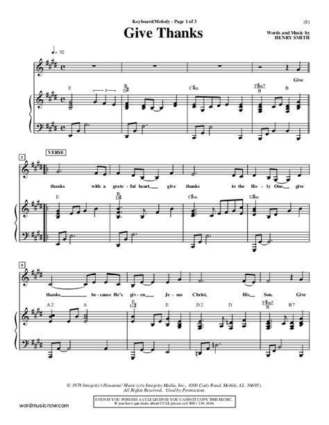 Give Thanks Sheet Music PDF (Henry Smith) - PraiseCharts