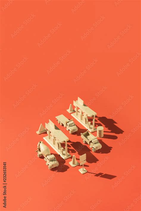 Gas/pump station miniature with truck/lorry and heavy machinery. Stock Photo | Adobe Stock