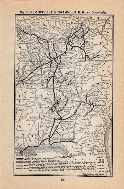 1901 Antique LOUISVILLE and NASHVILLE Railroad Map L and N - Etsy