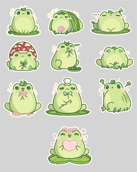 ArtStation - Cute frog stickers | Cute doodles, Cute frogs, Frog ...