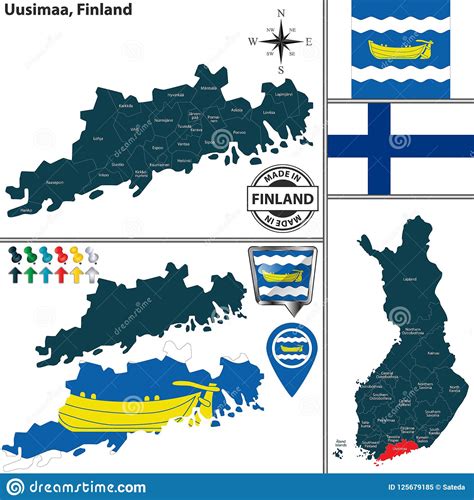 Map of Uusimaa, Finland stock vector. Illustration of administrative ...