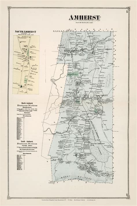 Amherst, Massachusetts 1873 Old Town Map Reprint - Hampshire Co. - OLD MAPS