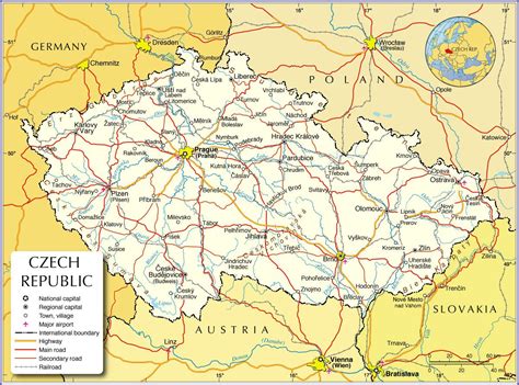 Carte de la République tchèque - Plusieurs cartes du pays en Europe