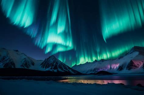 Premium AI Image | View of the northern lights at night time seen in Alaska