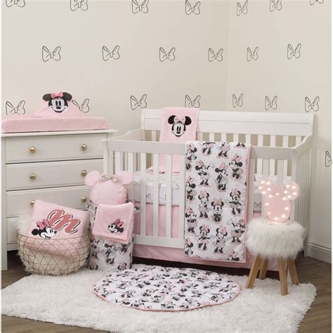 Disney Minnie Mouse 6 Piece Nursery Crib Bedding Set, Comforter, Two 100% Cotton Fitted Crib ...