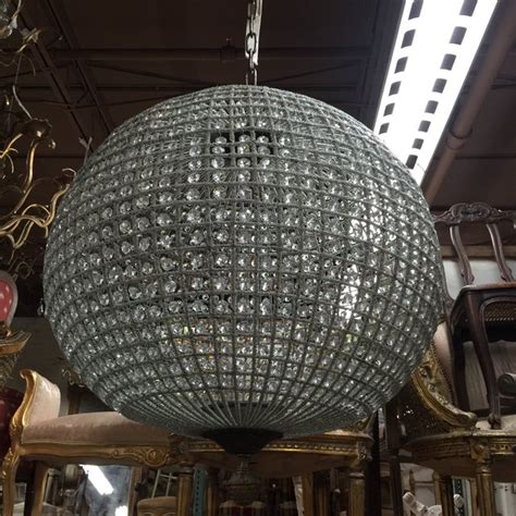 Large Crystal Sphere Chandelier** | Chairish