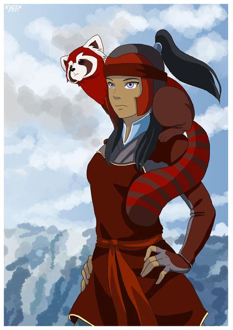 Korra and Pabu by momofukuu on DeviantArt