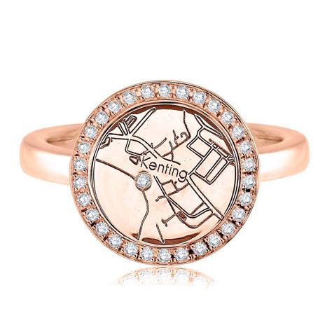 14k Rose Gold Circle Map Ring | A JAFFE