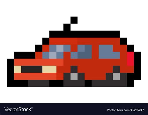 Red pixel car - isolated 8 bit Royalty Free Vector Image