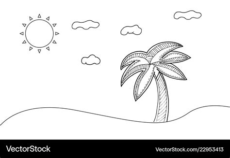 Beach line art for painting and imagine nutural Vector Image