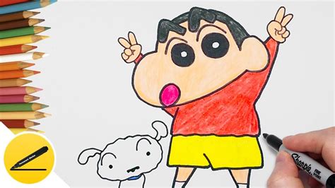 How to draw ShinChan cartoon character step by step for Children - Shin-Chan drawing easy - YouTube