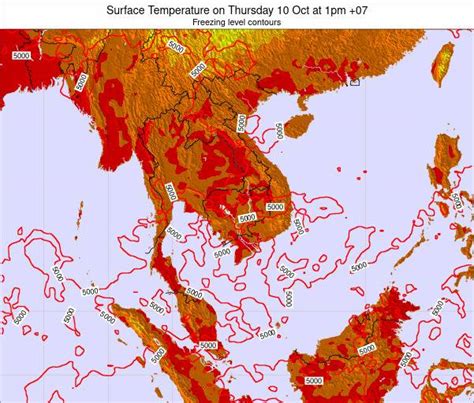 Cambodia Surface Temperature on Friday 06 Dec at 7pm +07