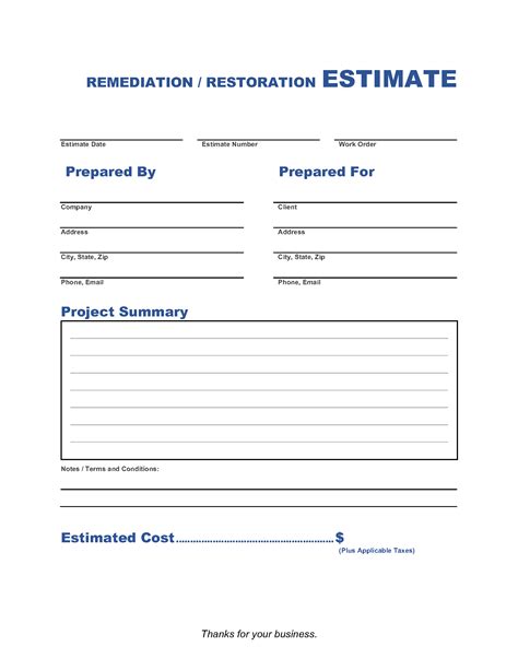 Water Damage Estimate Template | Invoice Maker