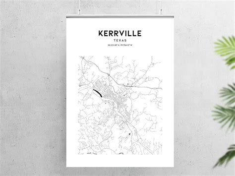 Kerrville Map Poster Kerrville Map Print Wall Art Tx City | Etsy